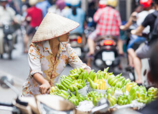 Fotos de Hanoi en Vietnam, vendedora callejera