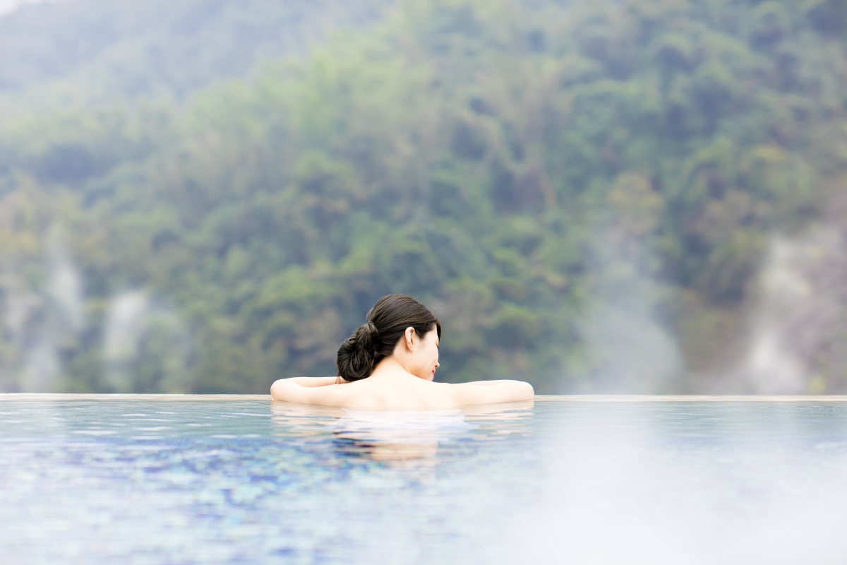 Fotos de Japón, mujer en un onsen