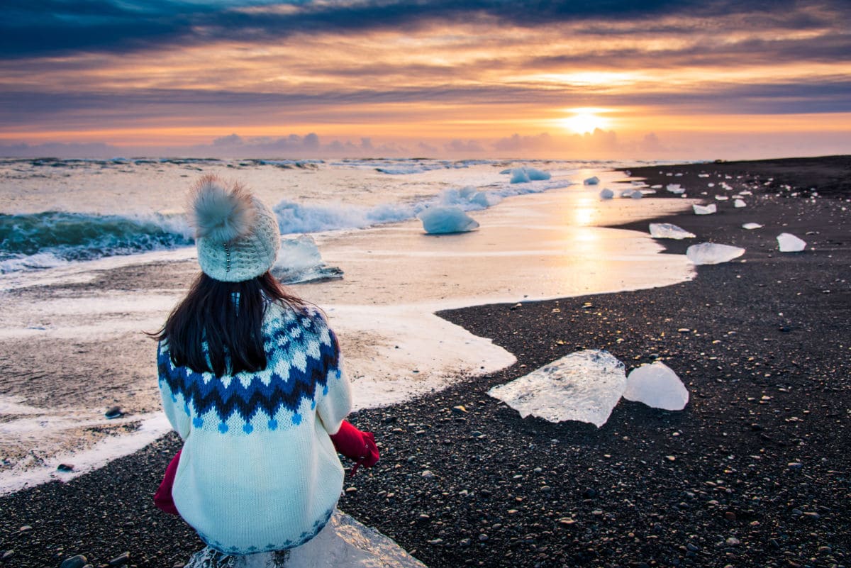 Playa de los icebergs en Islandia