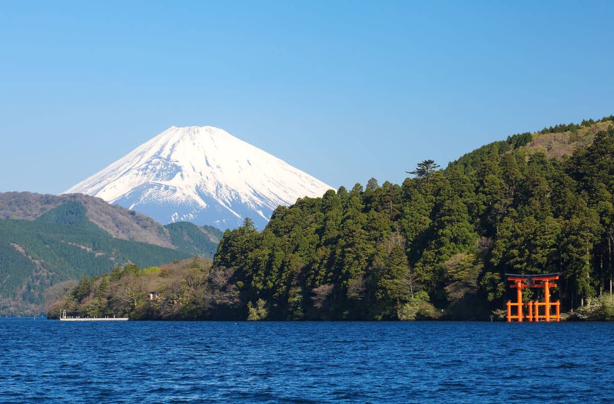 El Monte Fuji y el Lago Ashi en un día despejado en Hakone