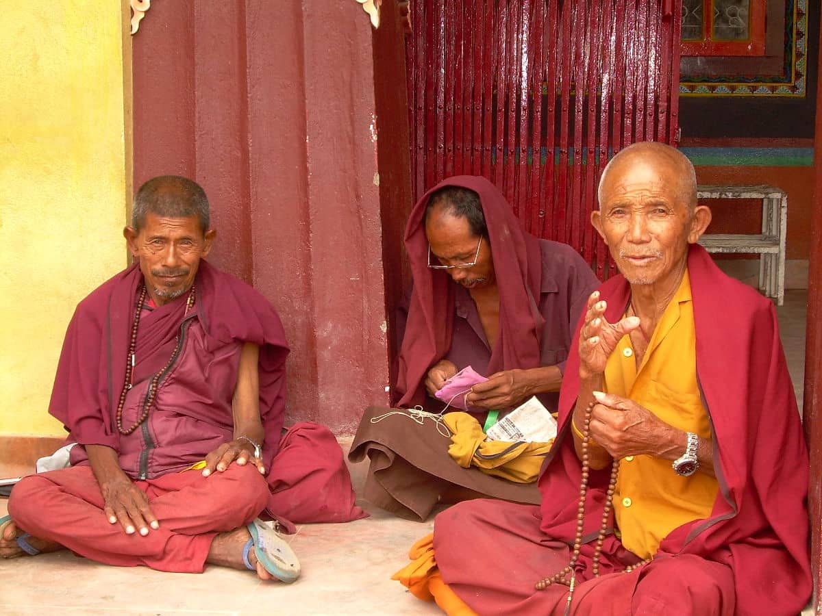 Monjes tibetanos en Boudhanath, Katmandú