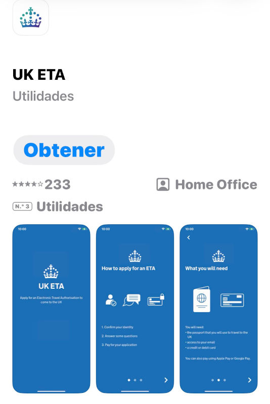 ETA UK aplicación oficial para iOS