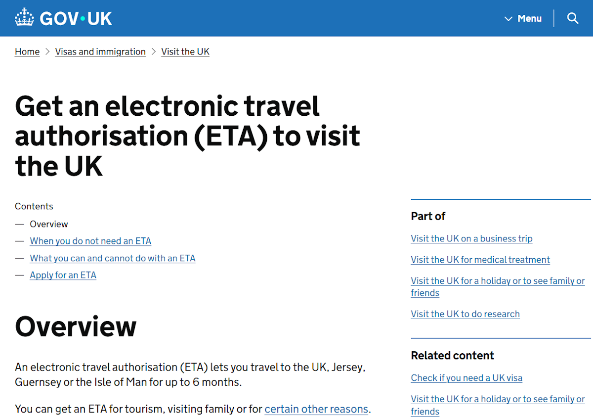 ETA UK web oficial