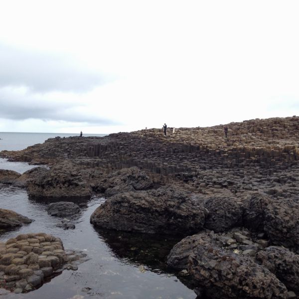 Columnas en la Calzada del Gigante en Irlanda del Norte