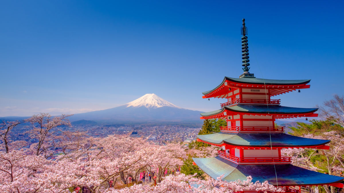 Fotos de Kioto en Japon, monte Fuji desde la pagoda Chureito